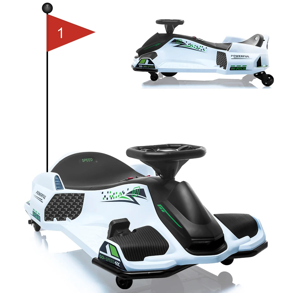 Kids Drifting Car 12V Ride On Go Kart with 45W Brushless Motor 5 mph Electric Drifting Go-Kart Outdoor Ride On Toy with 5 Wheels