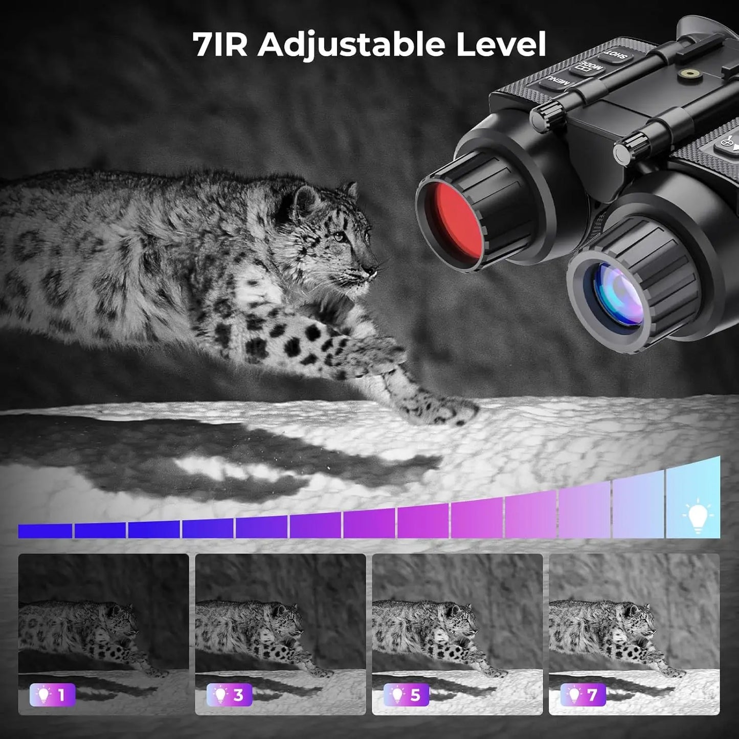 GOYOJO Head-Mounted Night Vision Goggles Rechargeable Hands Free Night Vision Binoculars Goggles, 32GB SD Card, 8X Digital Zoom