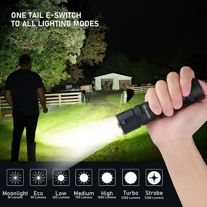 SOFIRN SC33 LED Tactical Flashlight XHP70.3 HI 5200lm Powerful 21700 Type C Rechargeable Torch E-switch Outdoor Light