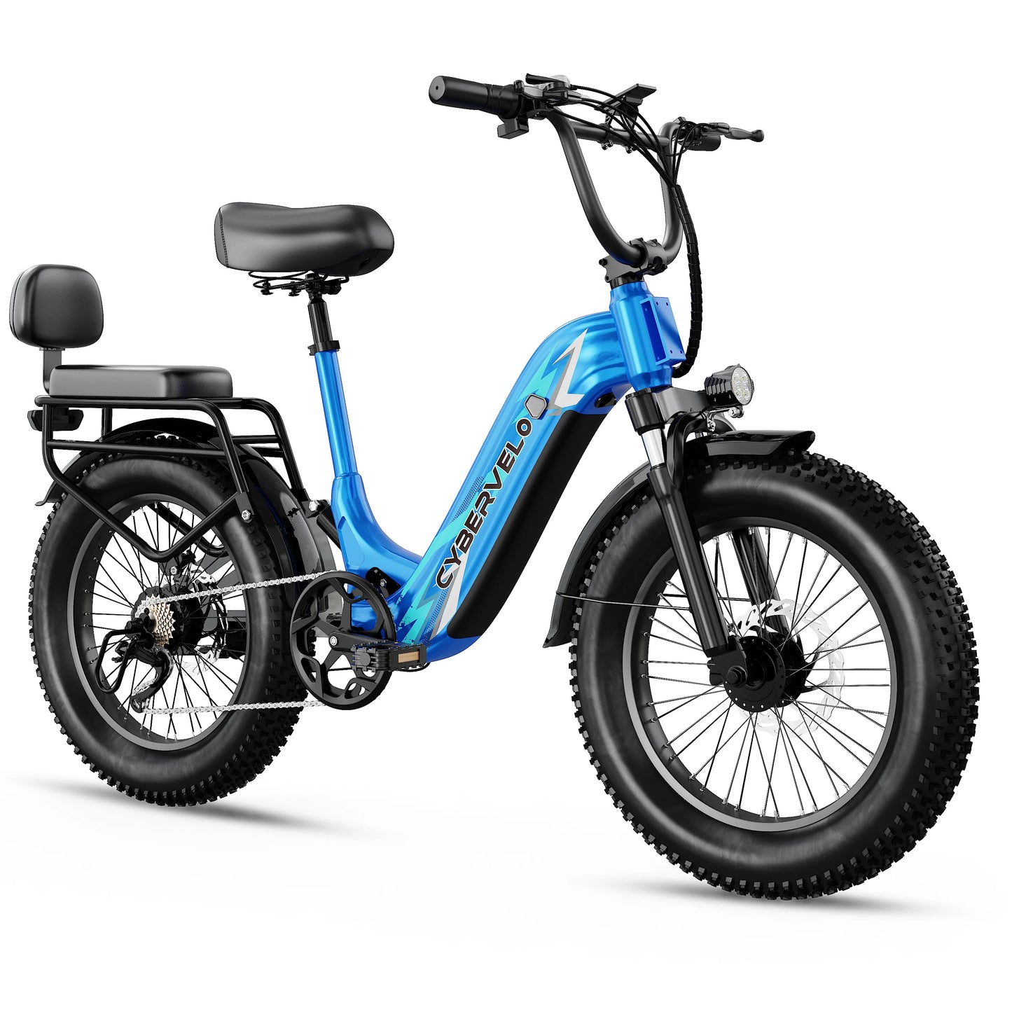 1500W Peak Step-Thru Off-road E-bike, 48V 20AH Built-in Battery , 30MPH Long Range 7-Speed Shift 20"x4.0" Fat Tire EK12&EK8