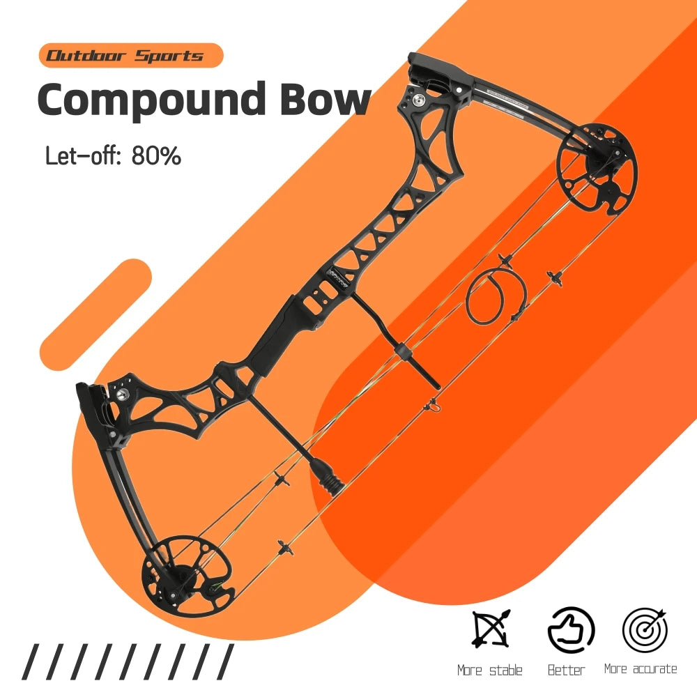 Archery Compound Bow 30-70lbs M129 320fps 80% Let-off Magnesium Alloy Riser for Right Hand Beginners Target Hunting Practice