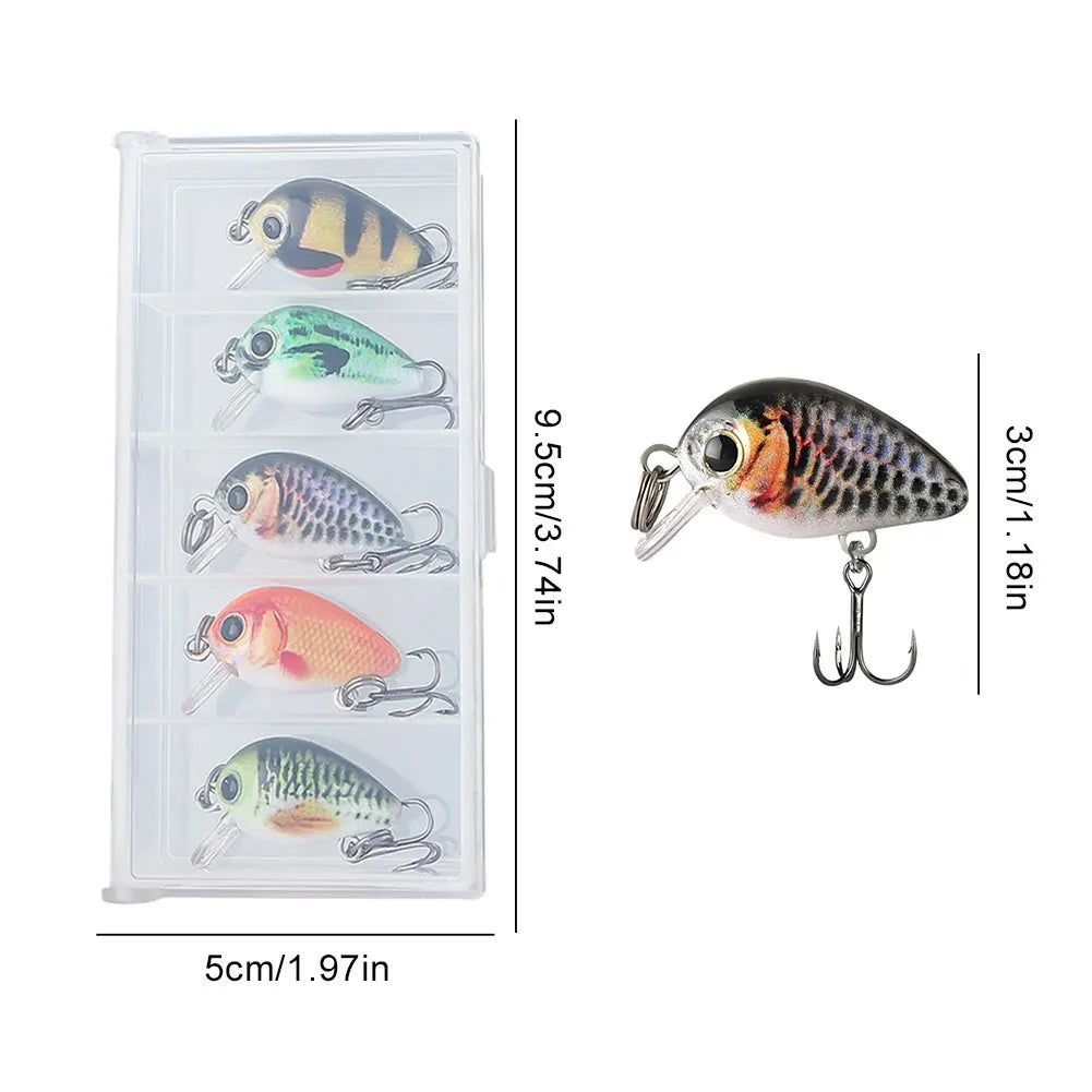 5pcs Mini Crankbait Fishing Lure 30mm 2g Floating Wobbler Artificial Hard Bait Fishing Bait for Freshwater & Saltwater Angling