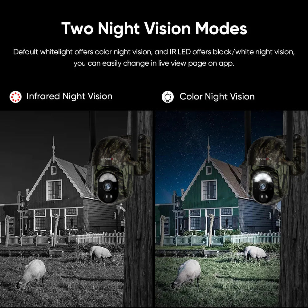 Ubox 4G SIM Solar Security Camera WiFi Outdoor Surveillance Camera Cellular Trail Cam Color Night Vision Human/Animal Detection