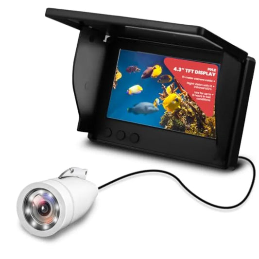 Digital Marine Camera Monitor System IP68 Waterproof Fish Finder with 12 Infrared LEDs, 4.3 TFT LCD, Removable Sun-Visor, Up to