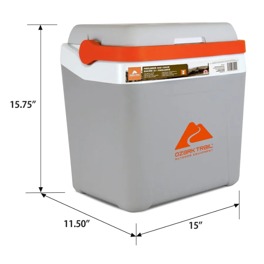 Parklander Ice Chest, 25L 26 qt Cooler for outdoor camping and tailgating, rotomolded polyethylene, black, crush-proof and bear