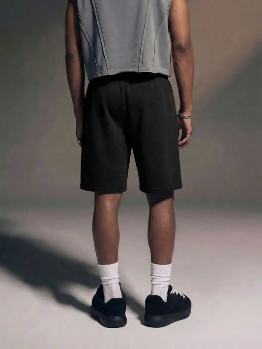 Curved Splice Contrast Color Outdoor Sports Shorts For Men