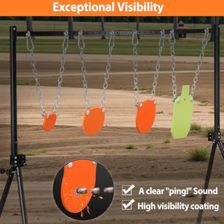 AR500 Steel Targets Stand Kit for Rifle and Pistol Training: 3 8 Thick 4 6 8 Gong Targets and 7x12 Torso Target with Adjustable