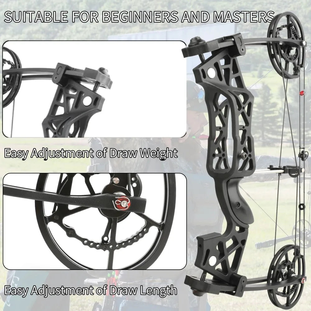 40-65lbs Dual-use Compound Bow Set Aluminum Alloy Riser Left/Right Handed for Archery Hunting Shooting Training Adults