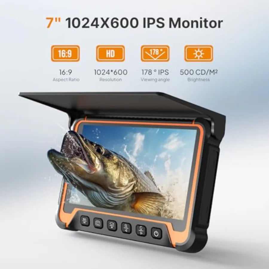 Underwater Fishing Camera for Ice, Lake, Boat Kayak Fishing: IP68 Waterproof, 5000mAh Battery, Infrared Night Vision, Black Rug