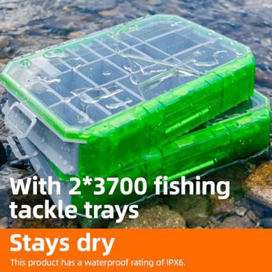 Fishing Backpack 2 * 3700 Tackle Boxes 40L Waterproof Tackle Backpack with Rod Holders Large Outdoor Storage Tackle Bag for Fis
