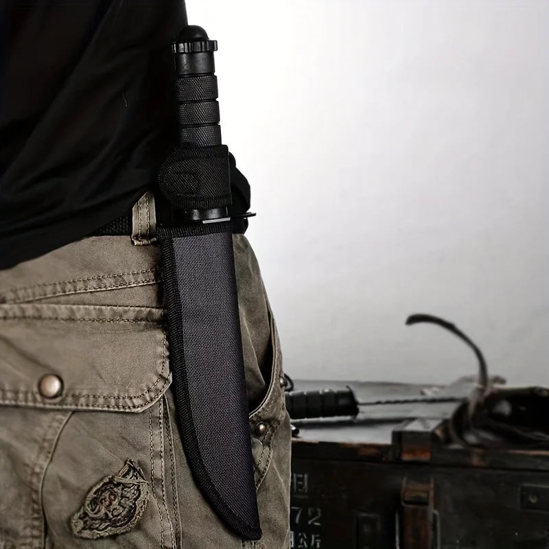 Tactical Camping Knife with Sheath - Stainless Steel Spear Point Blade, Ergonomic Grip & V-Grind Edge for Hunting, Fishing