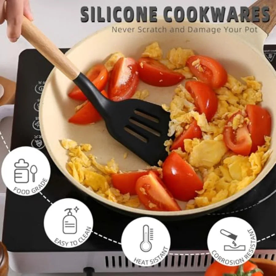 Silicone Camping Cooking Set Car Camping Essentials Cooking Kitchen Set, RV Camping Cookware Must Haves Gifts Camping Cooking E