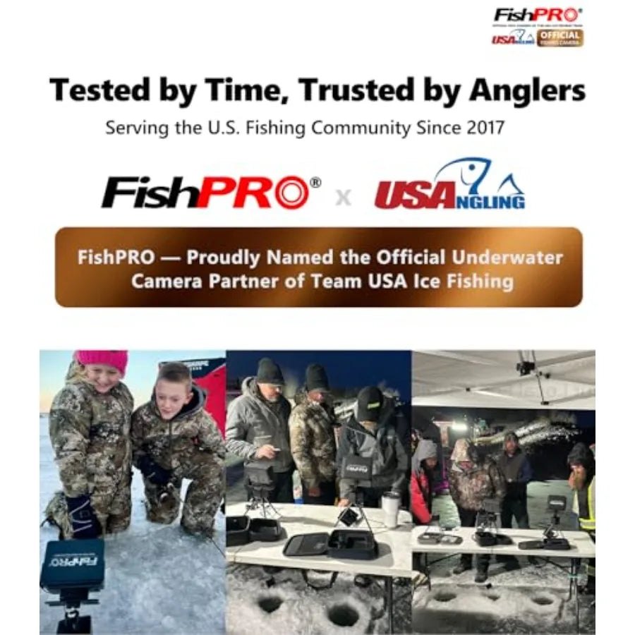 Underwater Fishing Camera for Ice Fishing: 7'' Display, 1200TVL, Black Housing with IR/LED Lights, Portable Fish Finder with Br