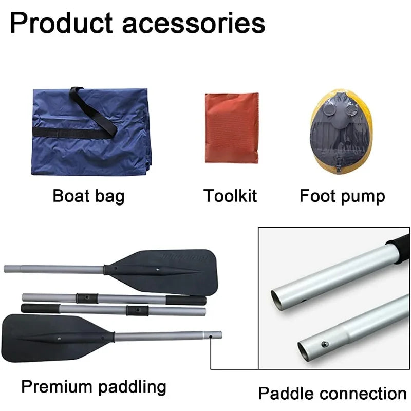 10FT Inflatable Boat,2-3Person Portable Raft,2 Aluminum Seat Board And 5 Aluminum Floor,3 Independent Air Tubes,14 Inch Large