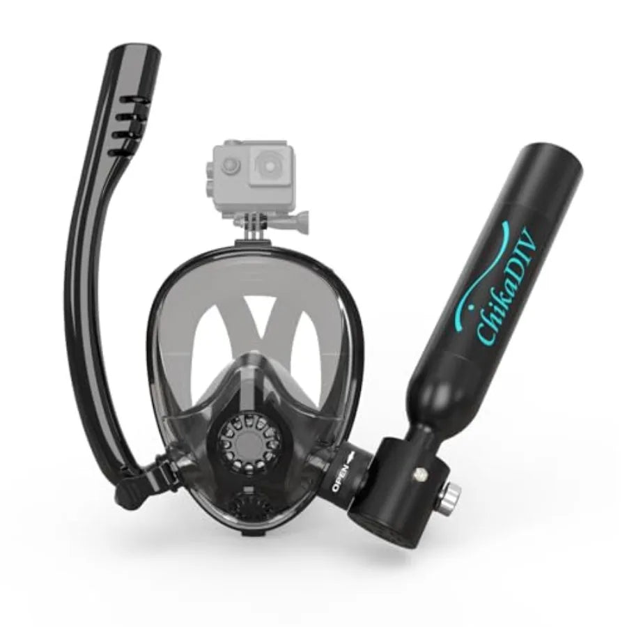 Snorkeling mini scuba tank 0.5L aluminum diving cylinder with full-face mask underwater breathing system black DOT-certified li