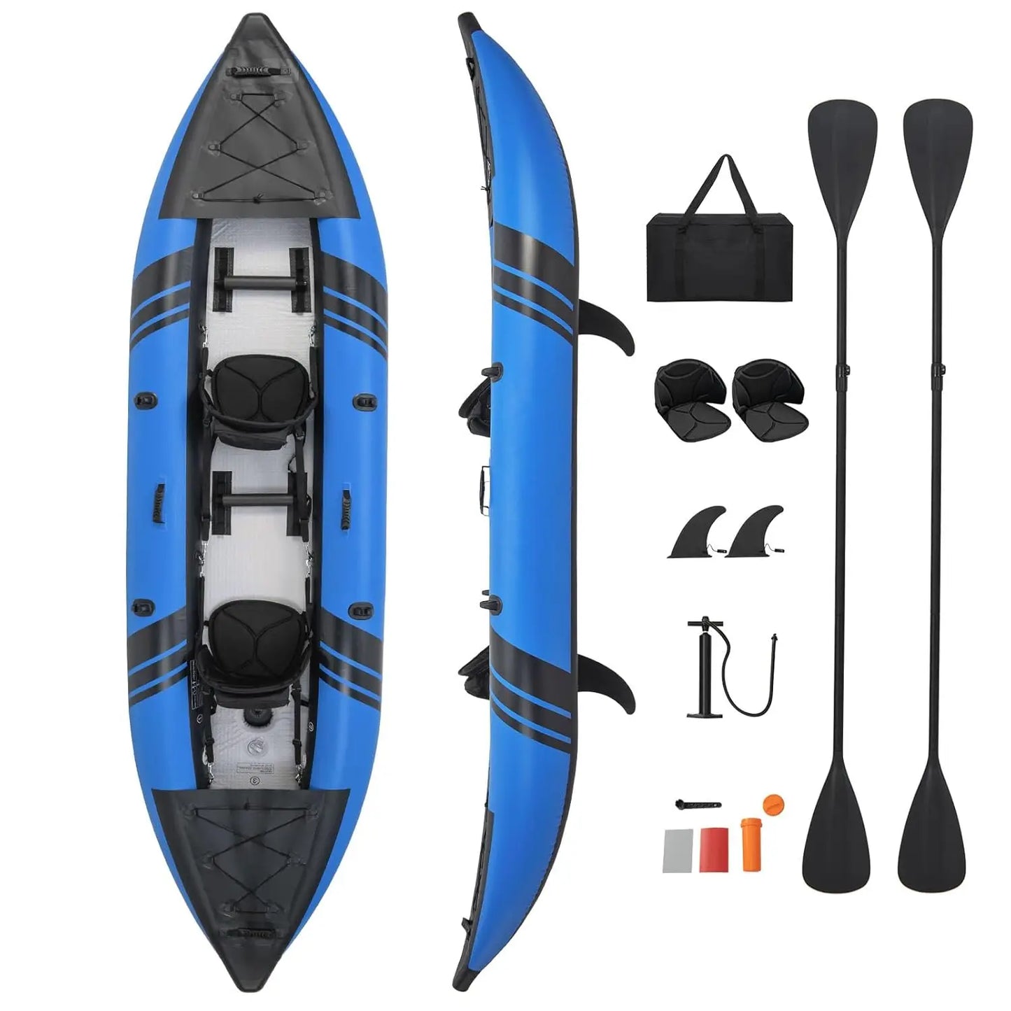 Inflatable Kayak, 2 Person Canoe with 507 lbs Capacity, Drop-Stitch Floor, All Accessories & Carry Bag, 12.5 ft Large, Custom