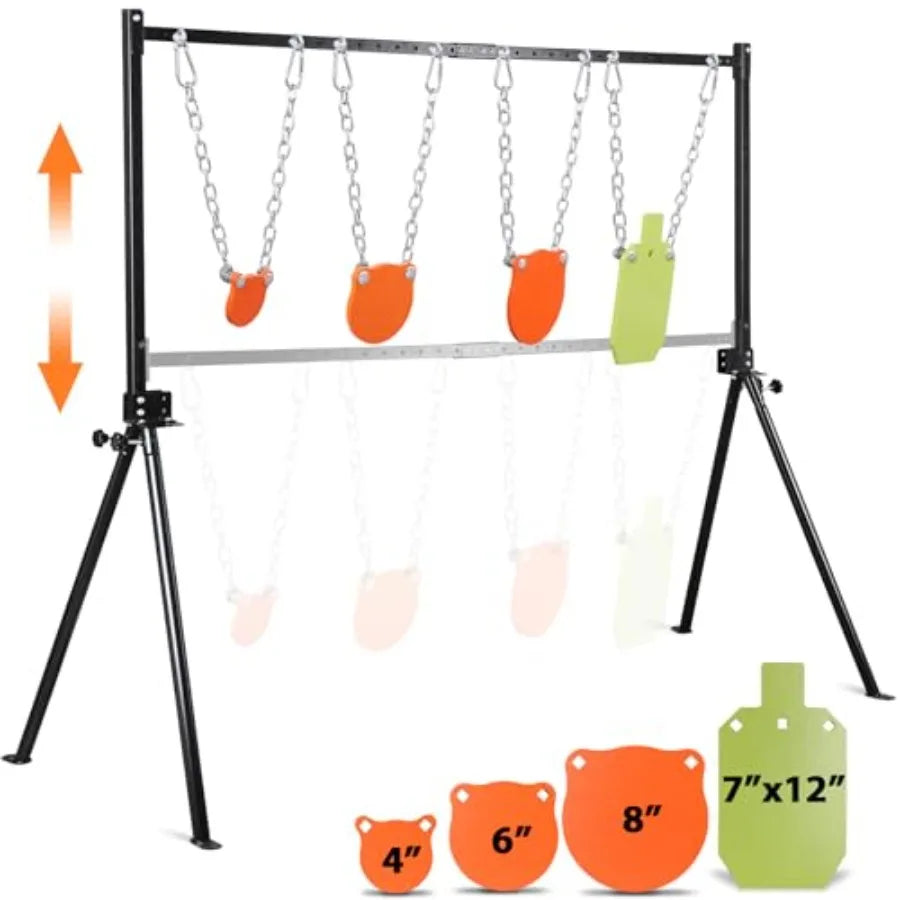 AR500 Steel Targets Stand Kit for Rifle and Pistol Training: 3 8 Thick 4 6 8 Gong Targets and 7x12 Torso Target with Adjustable