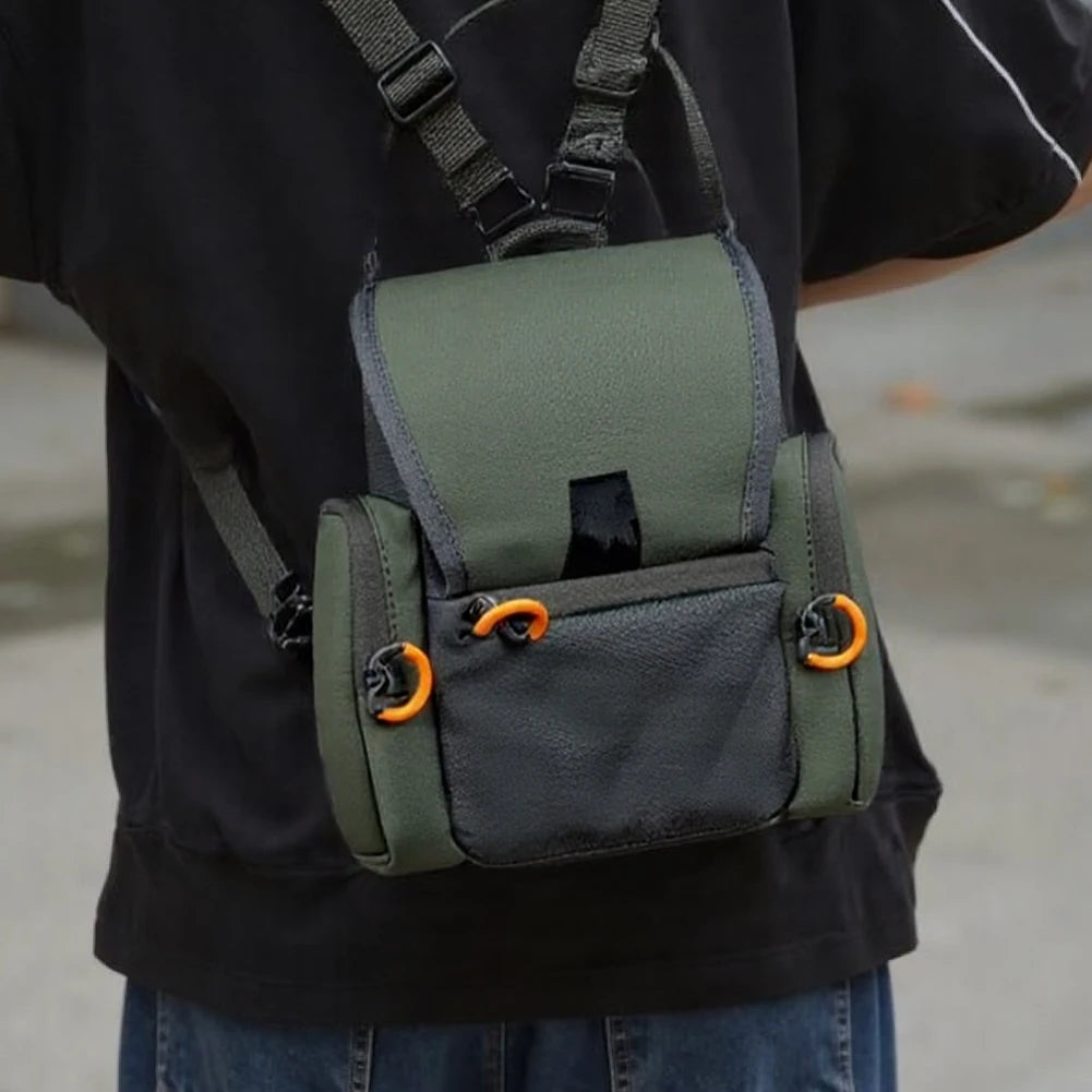Bino Harness with Rain Cover with Rangefinder Pocket Adjustable Large Capacity Bino Case for Hunting Hiking