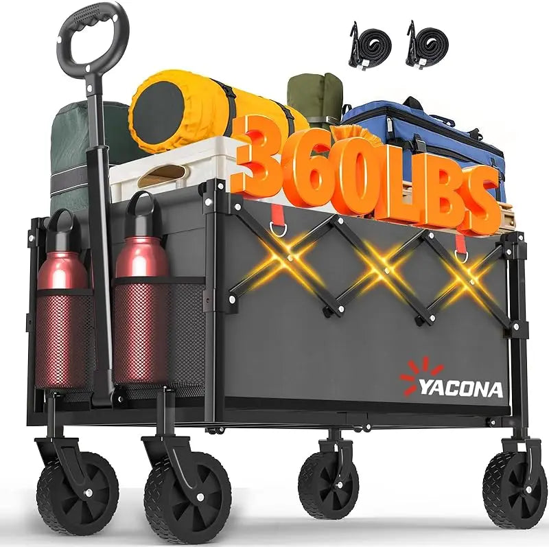 Foldable Lightweight Utility Wagon Cart - Portable with Wheels | Ideal for Grocery Shopping, Camping, Beach, Garden & Sports