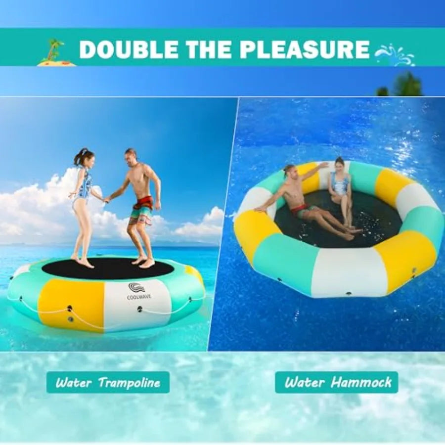 Water Trampoline for Lake Floating Trampoline for Pool Ocean with Pump in Blue for Outdoor Water Fun and Exercise