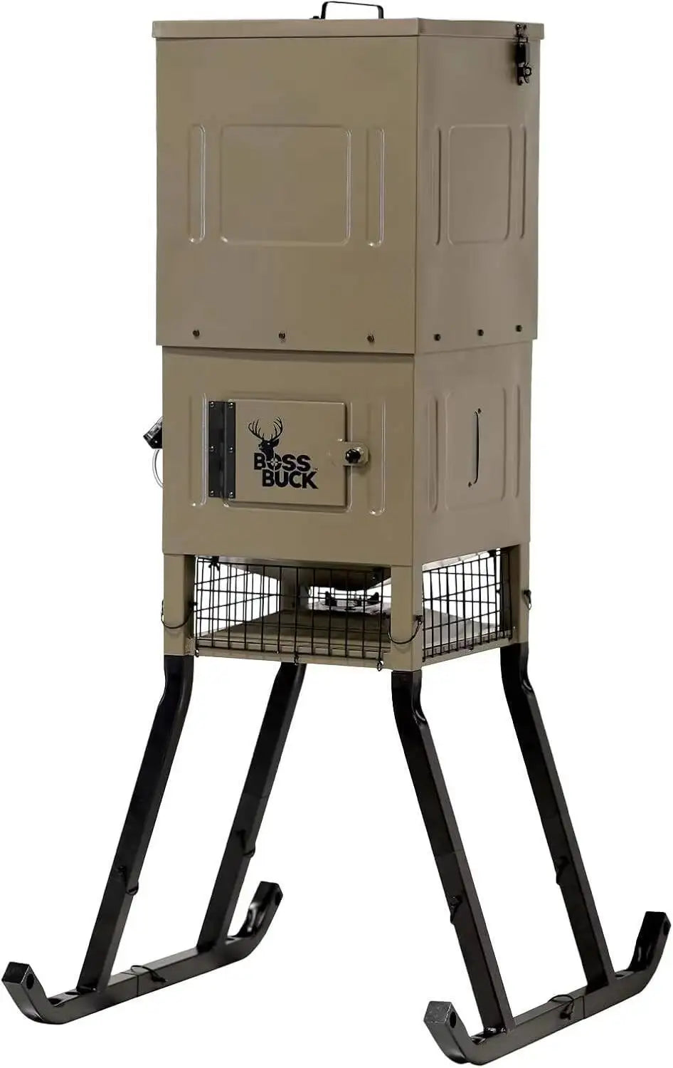 Boss Buck Stand & Fill Sled Feeder with Diverter Plate & Solar Panel | Easy Assembly Durable Steel Deer Hunting Varmint Guarded