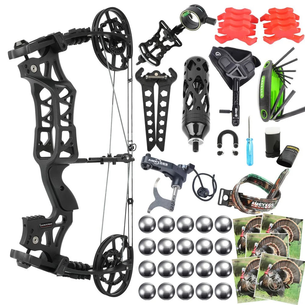 Compound Bow 40-70lbs Dual-Use 420fps 80% Let-off Steel Ball Arrows for Hunting Shooting Target Practice Outdoor Sports