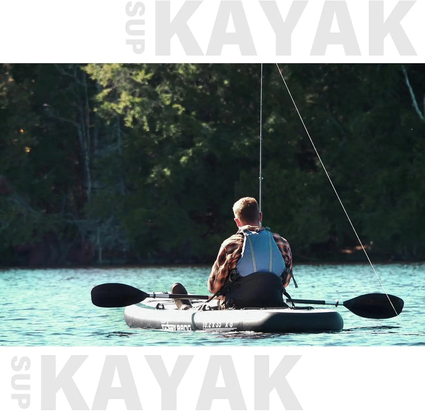 Inflatable Kayak 10.2' x 35'' x 8'' with Detachable Seat, SUP-Kayak Set Includes Hand Pump, Aluminum Oar, Backpack, Boat for Adults and Youth for Fishing, Touring