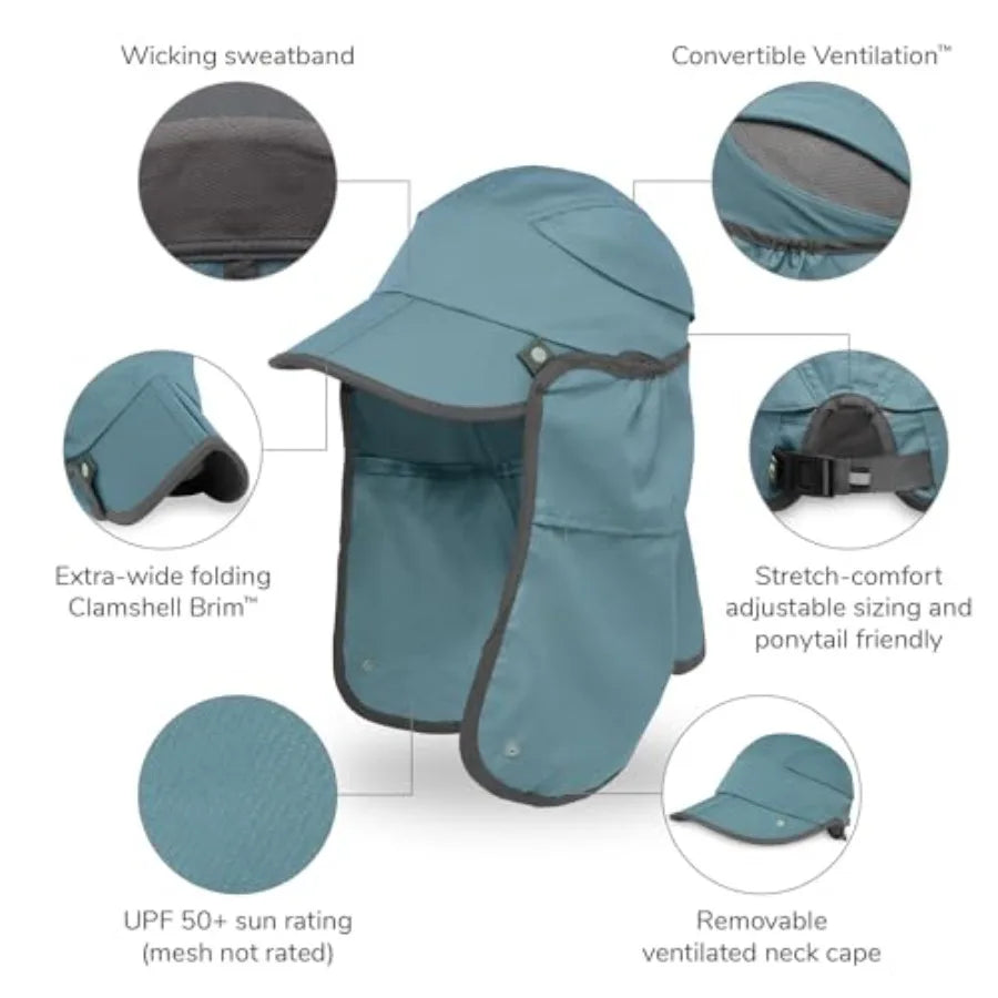 Sun Guide Cap for outdoor activities, made of lightweight nylon with UPF 50+ protection, available in navy blue and charcoal gr