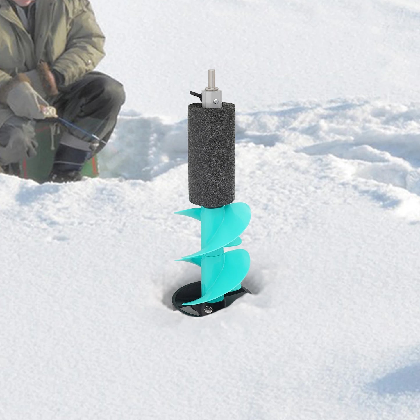 6 Inch Floating Ice Drill Auger Nylon Ice Fishing Auger with Stainless Steel Blades PE Protective Cover Fit Electric Drill for Ice Fishing Camping