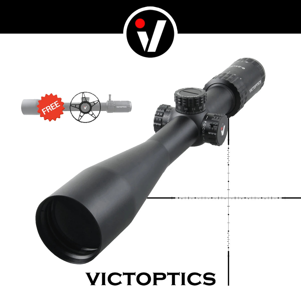 VictOptics S4 6-24x50 SFP Riflescope,1/10MIL Adjustment with Turret Lock Feature&Free Side Focus Wheel for Hunting Competition