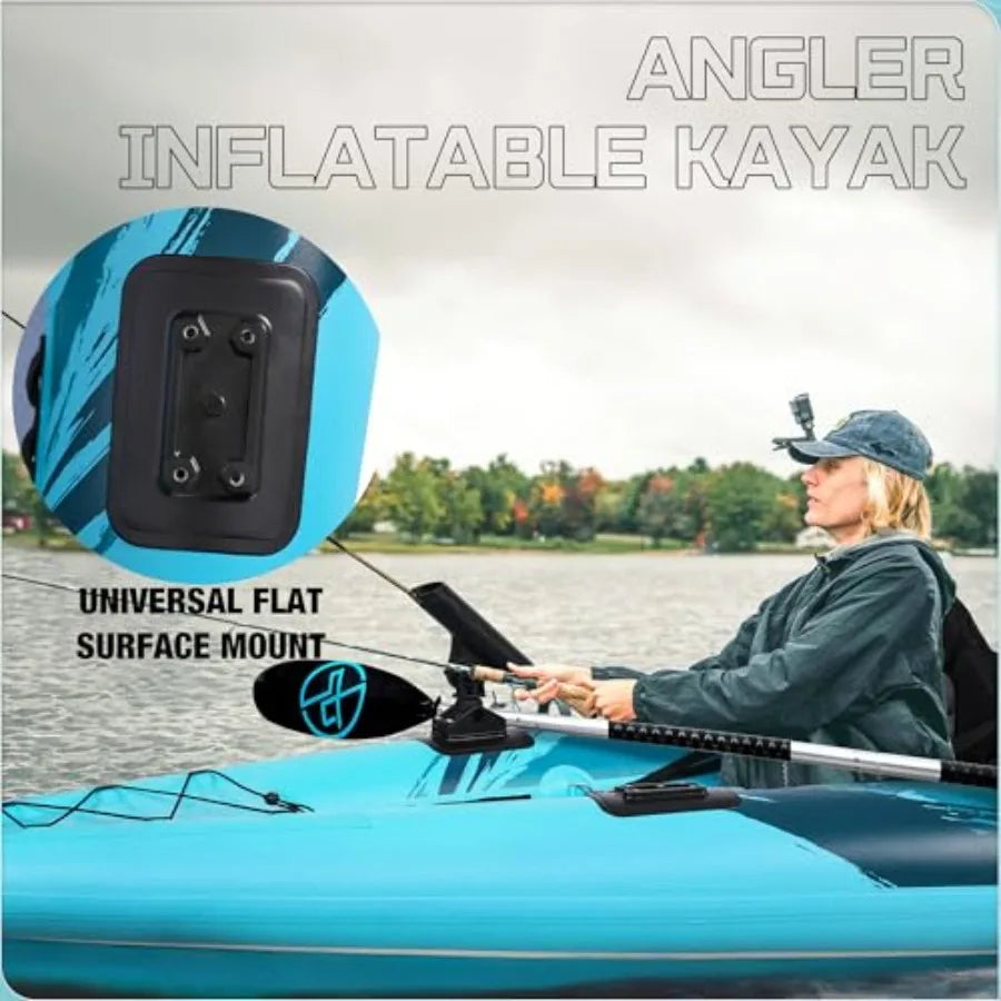11'14'6 Inflatable Kayak with Drop Stitch Floor in Blue and Gray Includes Kayak Seat with Thickened Cushion Paddle Fin Repair K