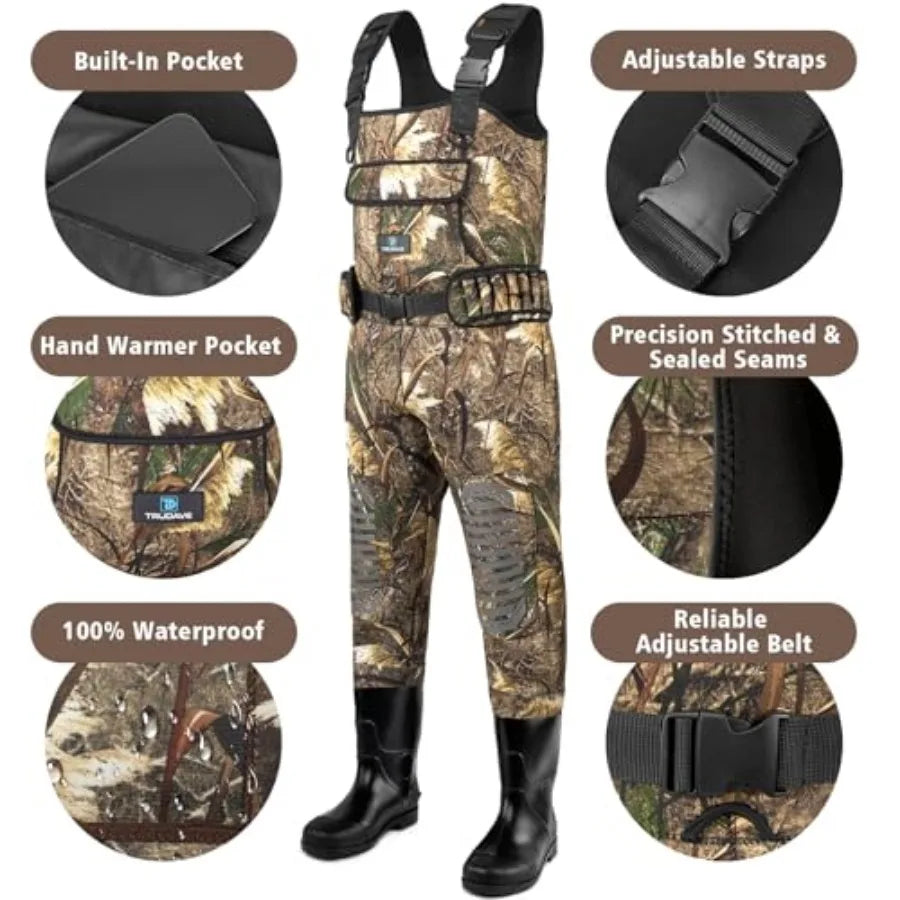 Chest Waders for Men and Women Waterproof, Fishing Neoprene Waders, Hunting Waders with Boots