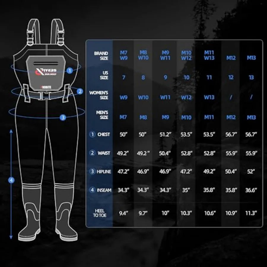 Upgraded 210D Nylon Chest Waders with Boots - Waterproof PVC Fishing and Hunting Waders for Men, Breathable Wading Gear