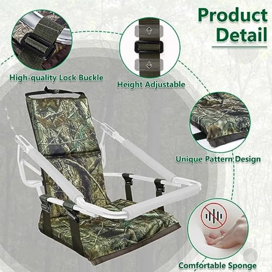 Tree Stand Seat Replacement, Adjustable Treestand Seats for Hunting, Comfortable Hunting Tree Seat Fits Climber Deer Tree Stand