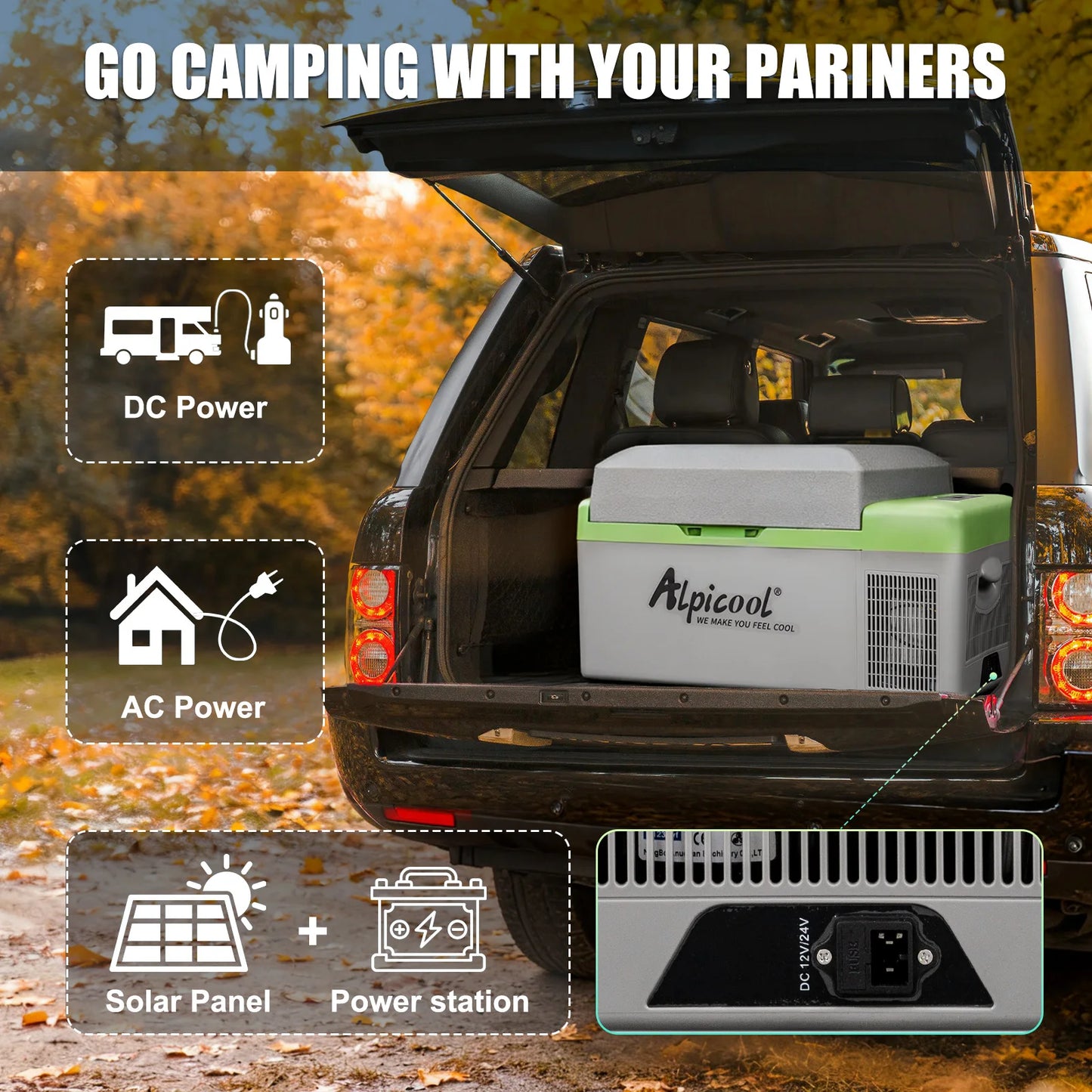 Alpicool Y16T Y20T Portable Fridge 12 Volt Car Refrigerator 16 20Quart Freezer for Fishing, Camping, RV, Truck, Boat-12/24V DC
