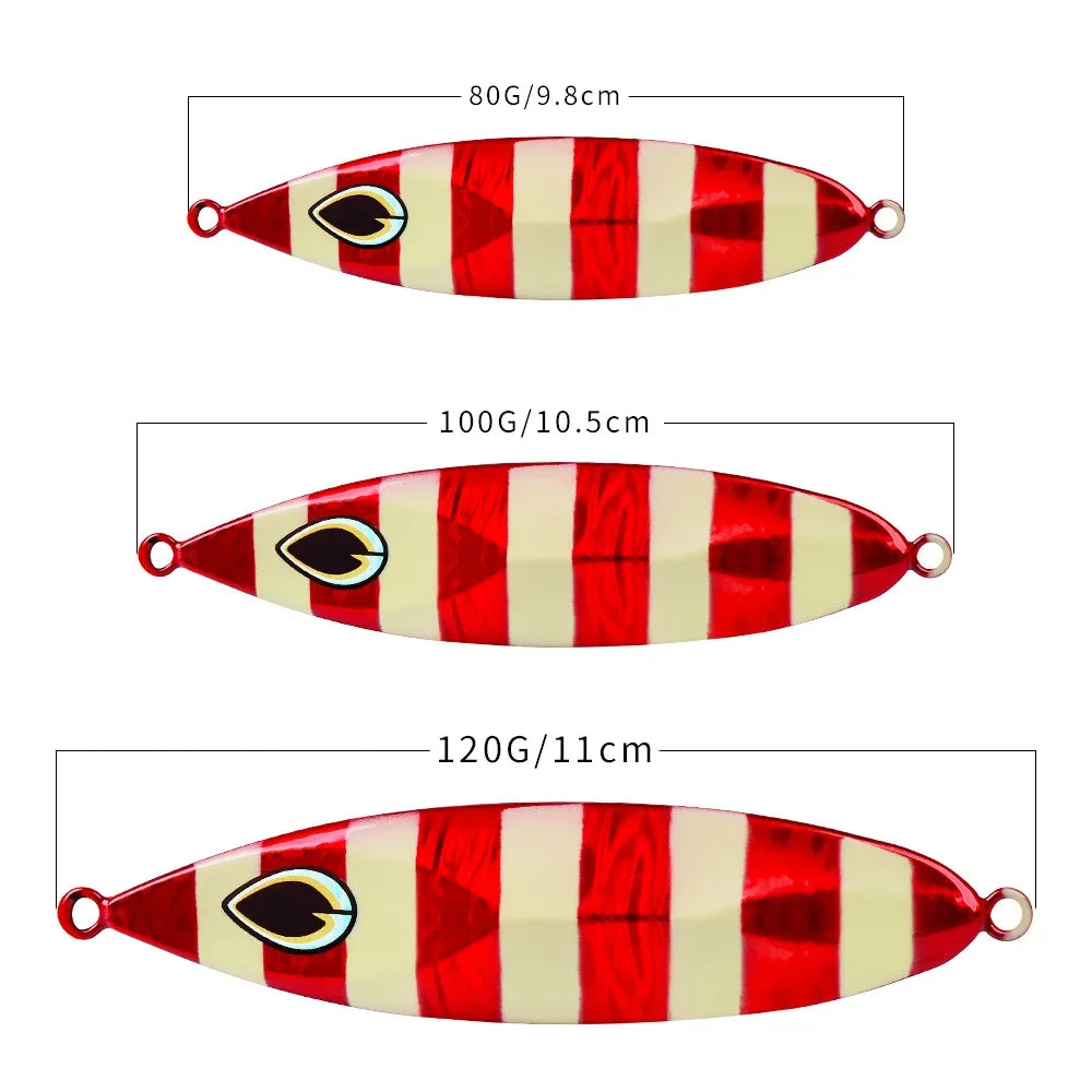 80G 100G luminous Metal Jig Fishing Lure Off Shore Slow Pitch Jig Super Hard Vertical Jigging Spoon Fishing Tackle sea fishing