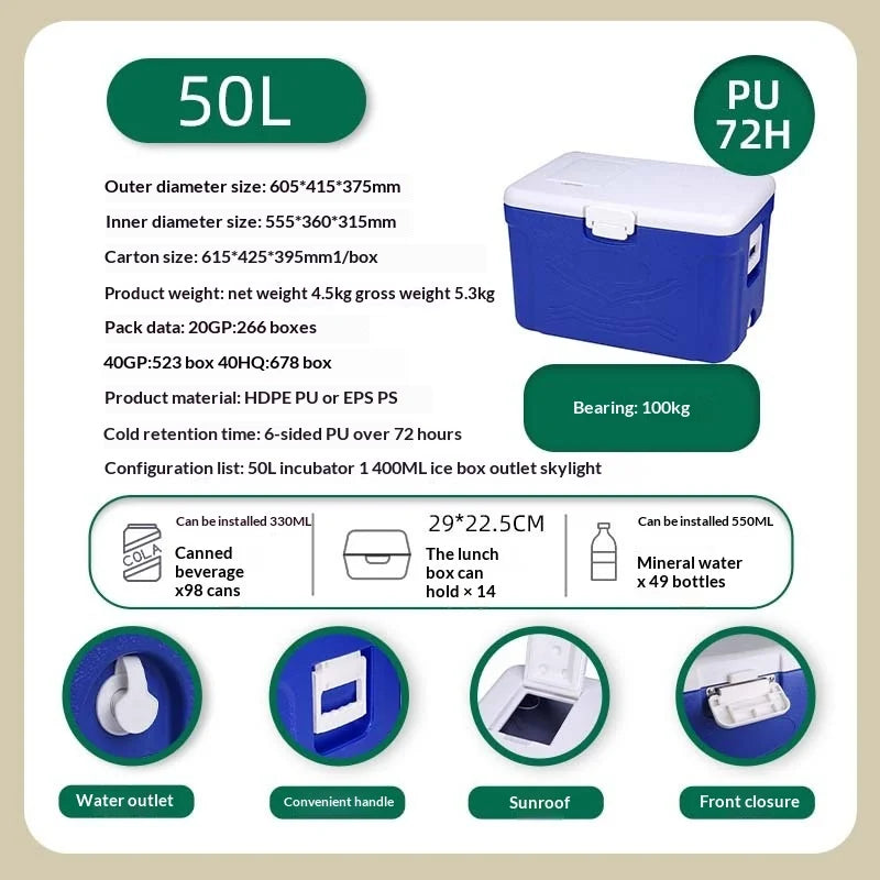 Insulated Cooler Dry Ice Huge Capacity Sea Fishing Seafood Storage Vegetable Fruit Preservation Cold Chain Cool Box Ice Box