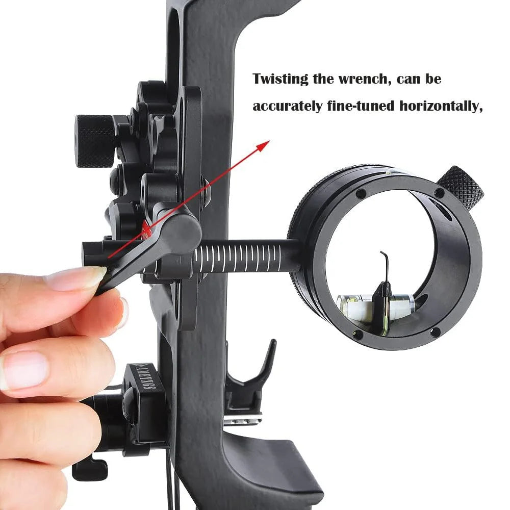 Aluminum Bow Sight 1 Pin 0.019" Optical Fiber Right Hand Adjustable for Compound Bow Hunting Target Practice Use