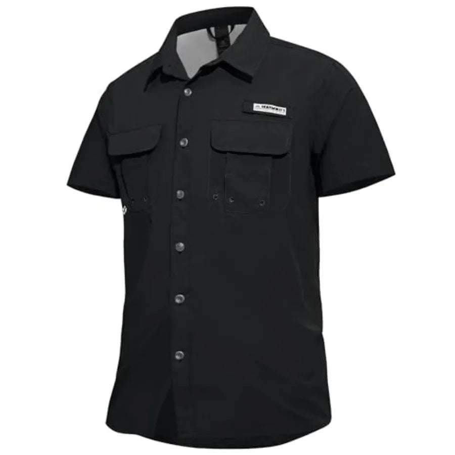 Haimont Men's Fishing Shirts Sun Protection Button Down Hiking Travel Camping Shirt Short Sleeve UV UPF50+ Top