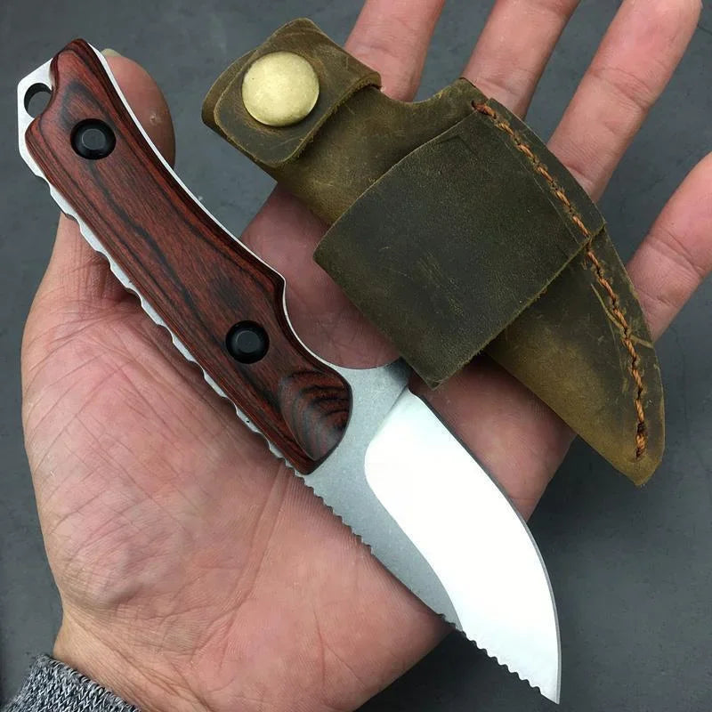 BM 15017 Fixed Blade Knife Drop Point Wood Handles Camping Hunting Self-defense Tactical Multitool Hand Knife Hiking with Sheath