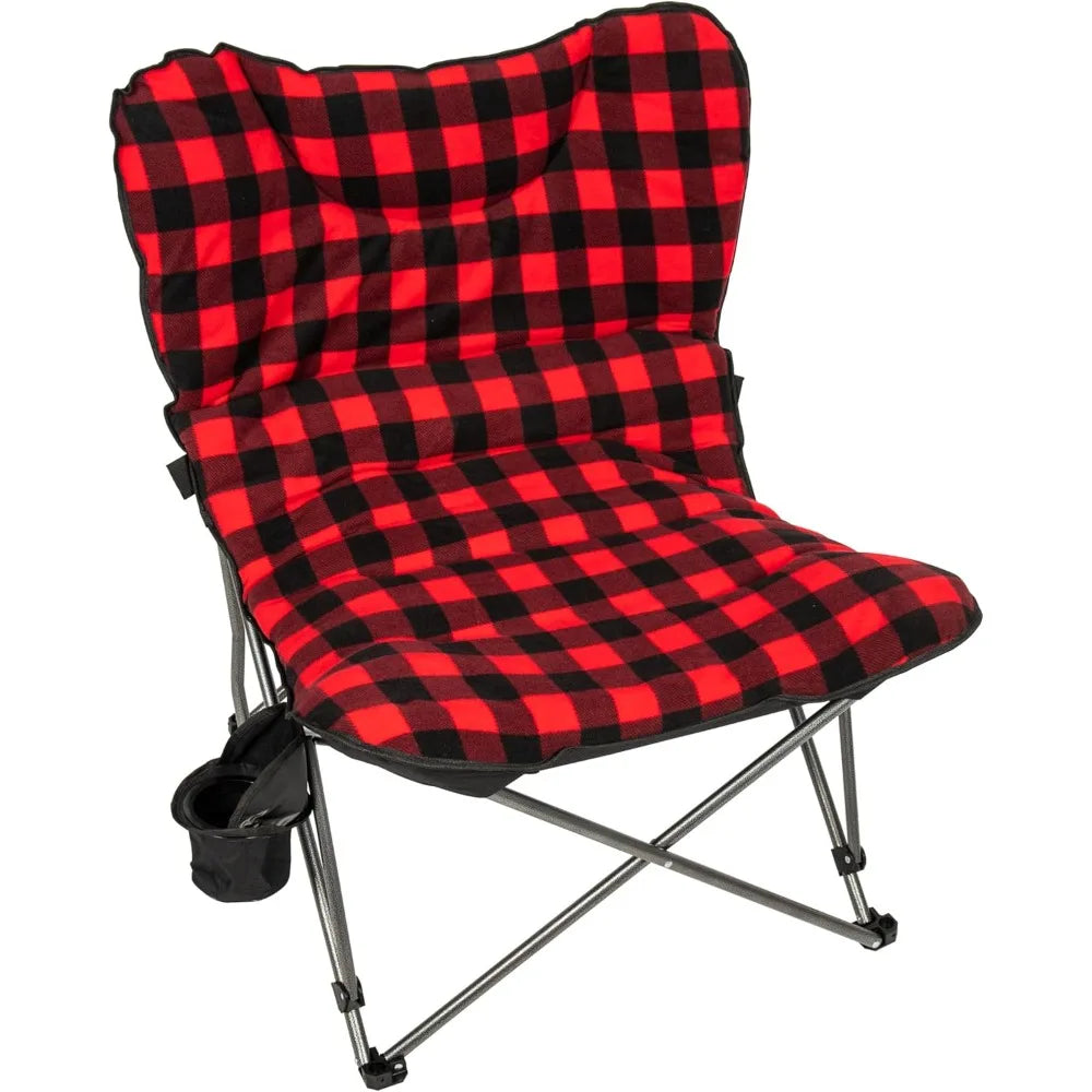 CAMP & GO Extra Large Ultra Padded Outdoor Camping Chair, Portable Folding Camp Chair with Wide Padded Seat, Cup Holder, and Car