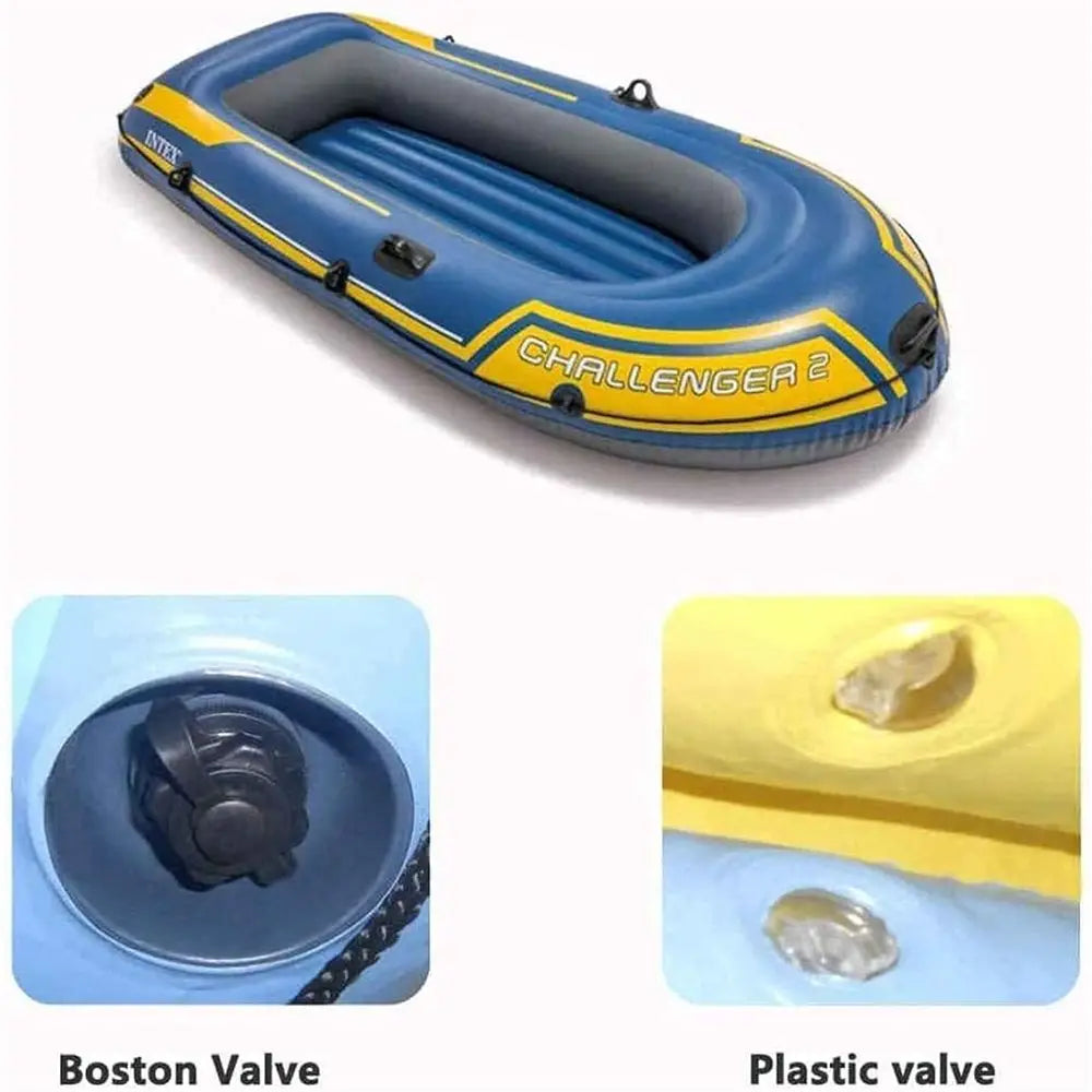 Portable 2-Person Inflatable Boat with Oars, Manual Pump, Perfect for Outdoor Fishing, Seaside Fun, and Blue Water Activities
