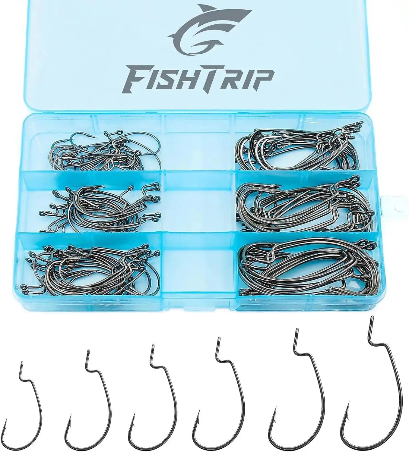 50/100/120pcs EWG Fishing Hooks, Bass Offset Worm Hooks for Freshwater Saltwater Sizes 4-5/0