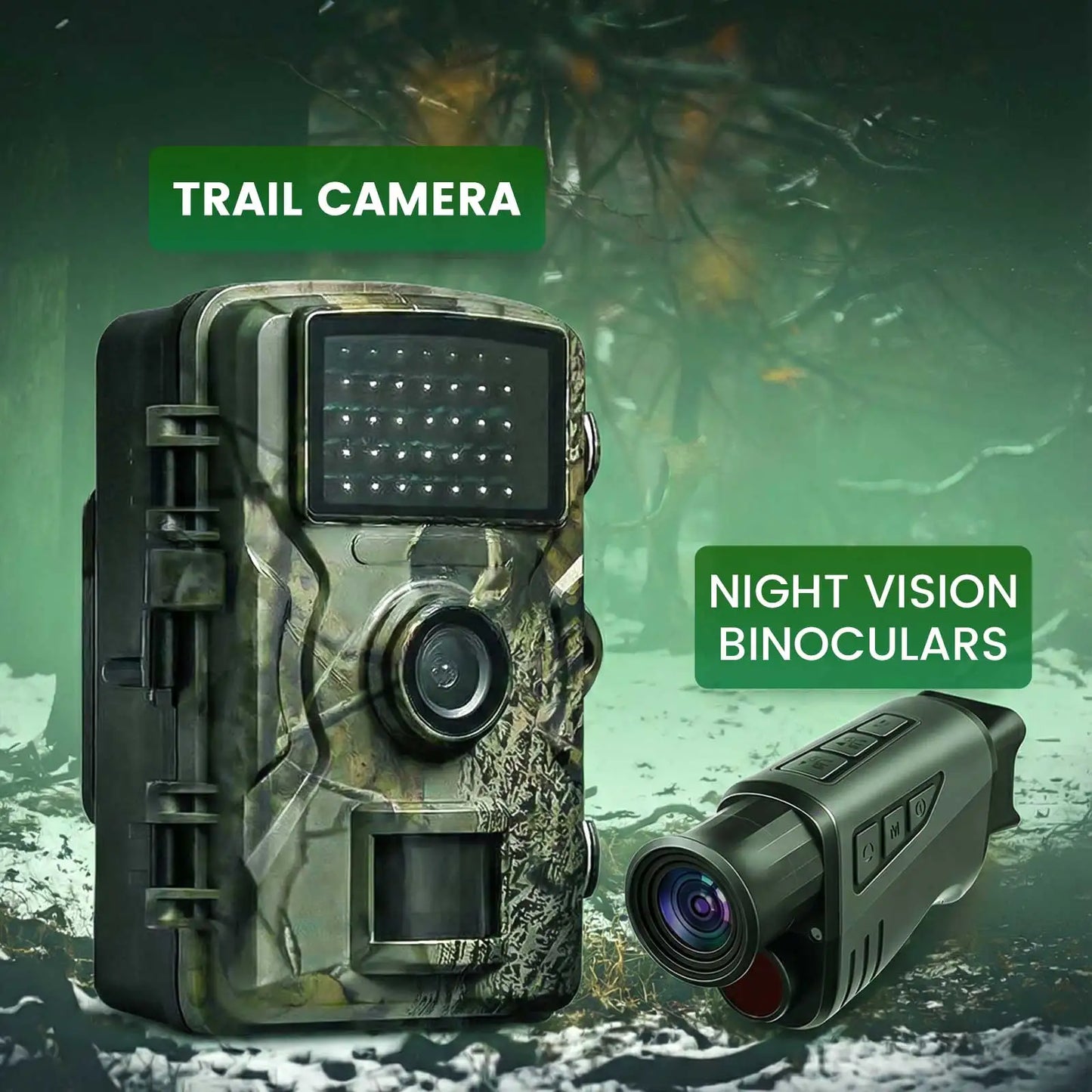 A set of hunting camera and night vision device, 16 megapixel hunting camera, high-definition night vision device, essential outdoor hunting set, high-definition monocular night vision device