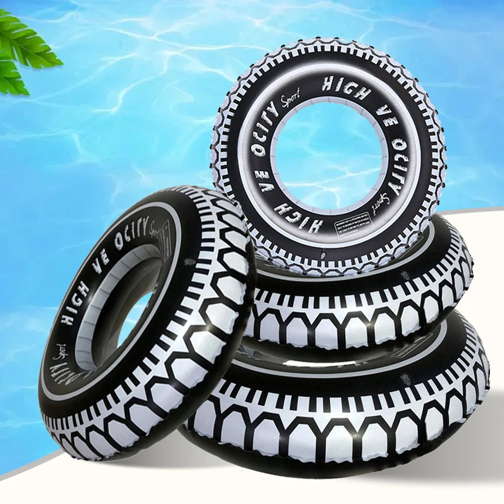 Tire Pattern Blow Up Swim Tube Leakproof Inflatable Swim Ring Swimming Rings Floaties Thickened Pool Rings for Swimming Pool