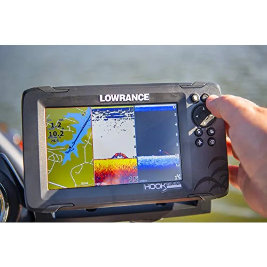 5-inch Fish Finder with SplitShot Transducer Preloaded C-MAP US Inland Mapping for Freshwater Fishing Black High-Resolution Dis
