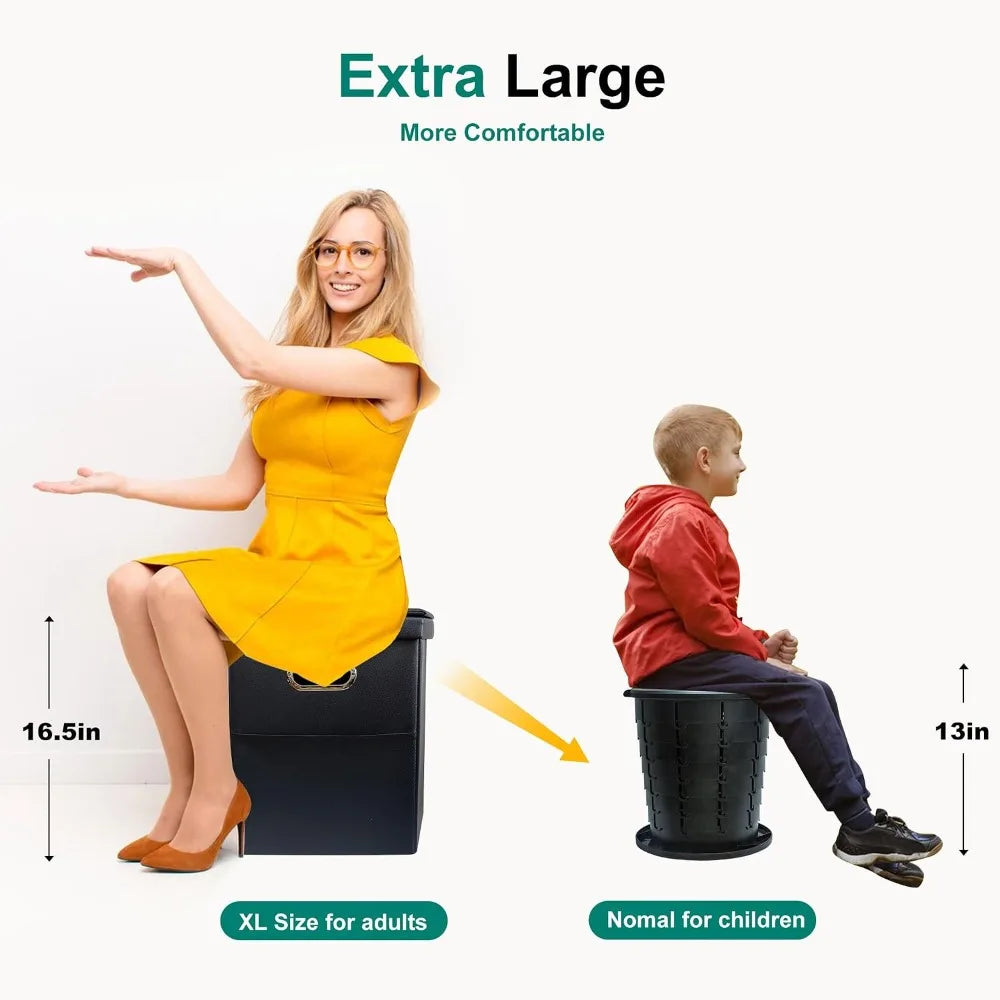 Extra Large Portable Toilet for Adults, Folding Camping Toilet with Lid for Car, Hiking, Beach