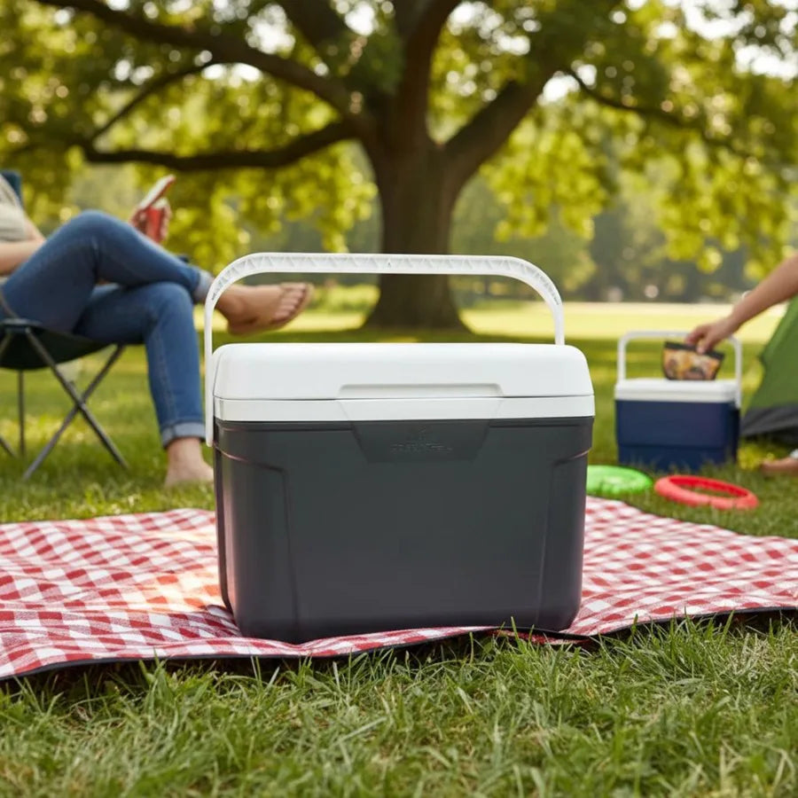 30 qt Hard-Sided Cooler for Outdoor Camping, Picnics, Tailgating Durable Gray Insulated Portable Ice Chest with Leak-Proof Lid