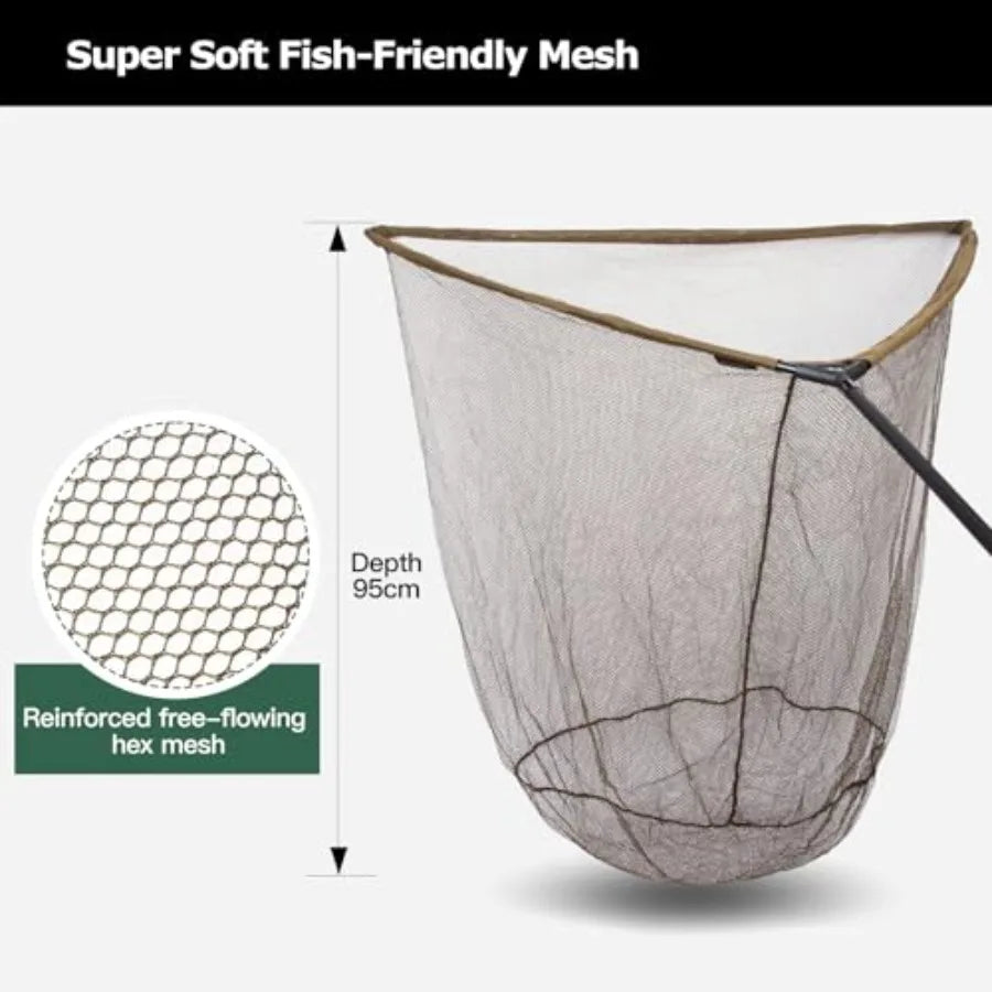 Landing Net for Carp Fishing 42 Inch Extra Large Fishing Net 6 Feet Carbon Fiber Long Handle Saltwater Big Fish Holds Up to 88l