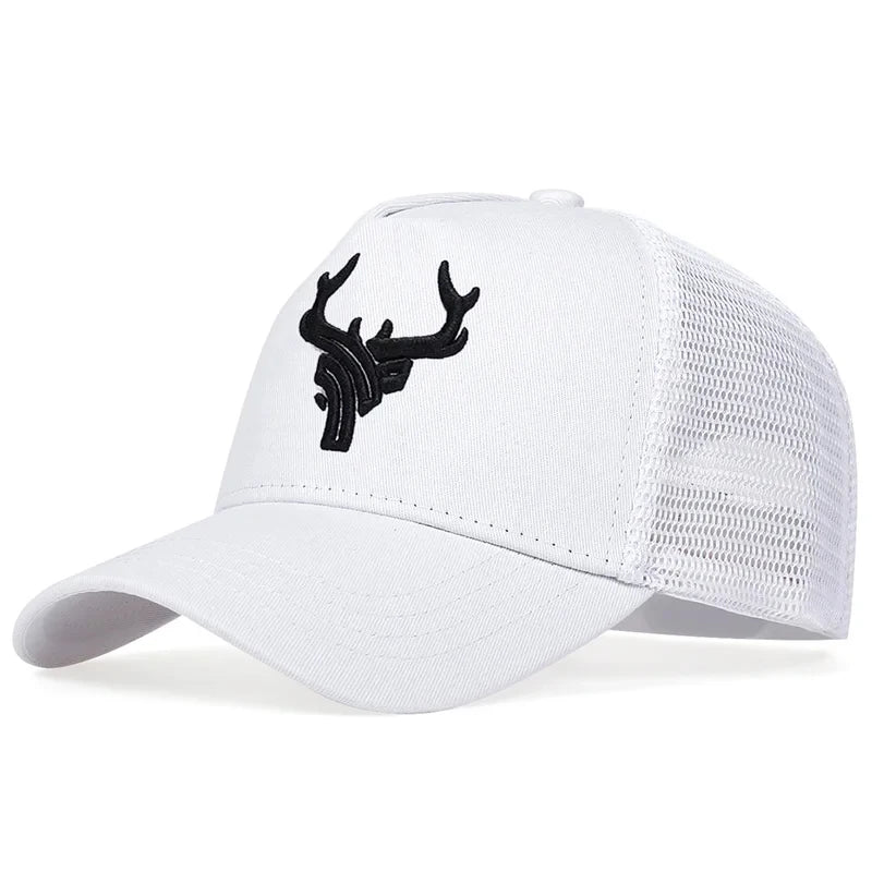 1piece Unisex Antlers Embroidery Baseball Net Hat Outdoor Adjustable Sunscreen Leisure Hat Spring Autumn Travel Tourism Vacation